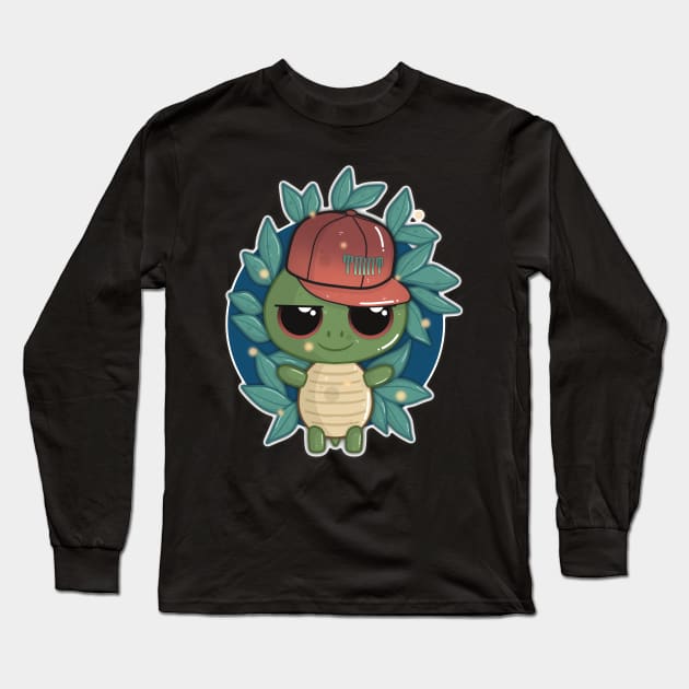 Little Cute Turtle with a SnapBack Hat Long Sleeve T-Shirt by LittleBearBlue